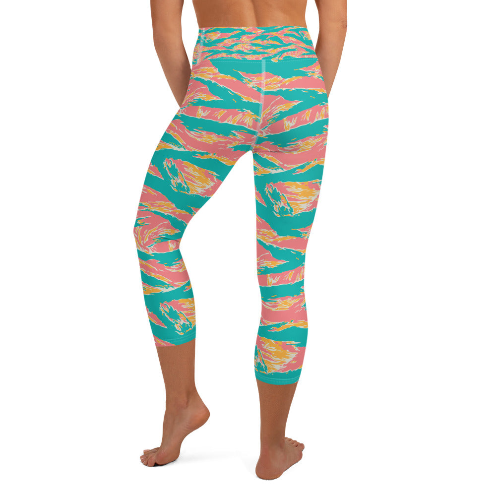 Yoga Capri Leggings - Pastel Tiger Stripe