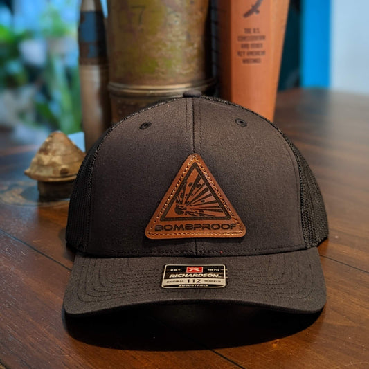 BombProof Leather Patch Hat Black