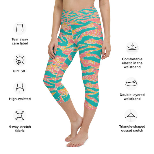 Yoga Capri Leggings - Pastel Tiger Stripe